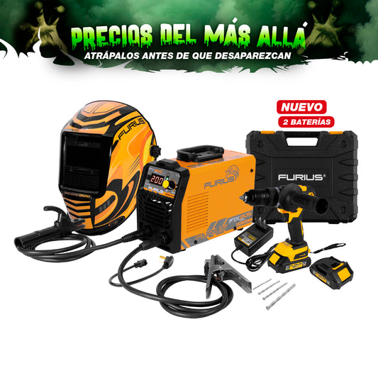 COMBO SOLDADOR INVERSOR  + CARETA FOTOSENSIBLE + TALADRO PERCUTOR INALAMBRICO