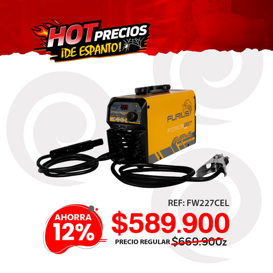 Soldador inversor FURIUS FORCE 227CEL 220A 110/220V para electrodo y TIG raspado