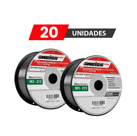 PACK X20 Rollo soldadura tubular autoprotegida 0.030” 0.8mm (0,9Kg)