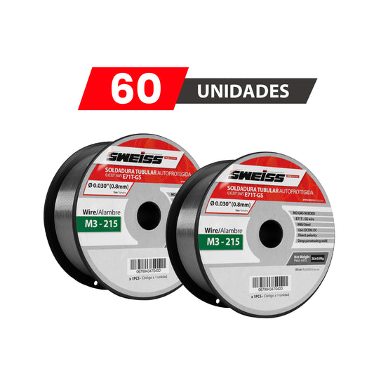 PACK X60 Rollo soldadura tubular autoprotegida 0.030” 0.8mm (0,9Kg)