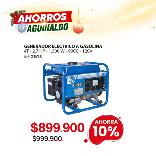 Planta eléctrica portátil a gasolina ELITE 1300W 120V 4 tiempos