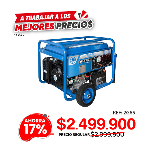 Generador eléctrico a gasolina 6.500 watts profesional ELITE