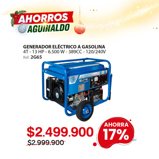 Planta eléctrica portátil a gasolina ELITE 6500W 120/240V arranque eléctrico