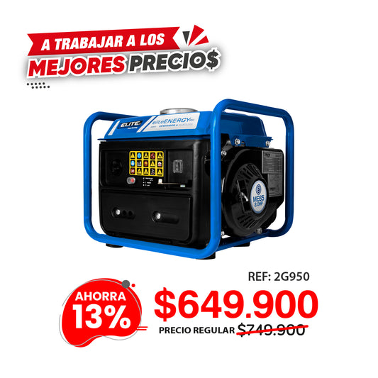 Generador eléctrico a gasolina 950W ELITE