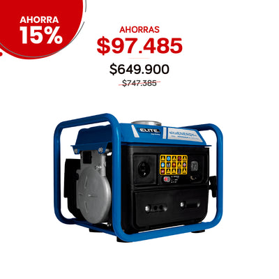 Planta eléctrica portátil a gasolina ELITE 950W 120V 2 tiempos