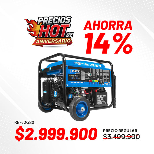 Generador Portatil a Gasolina, Potencia Maxima 7,5kW, 4 Tiempos, Capacidad del Tanque de 25L, Arranque Manual y Electrico.