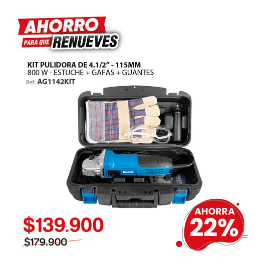 Kit esmeriladora angular 4 1/2  800W