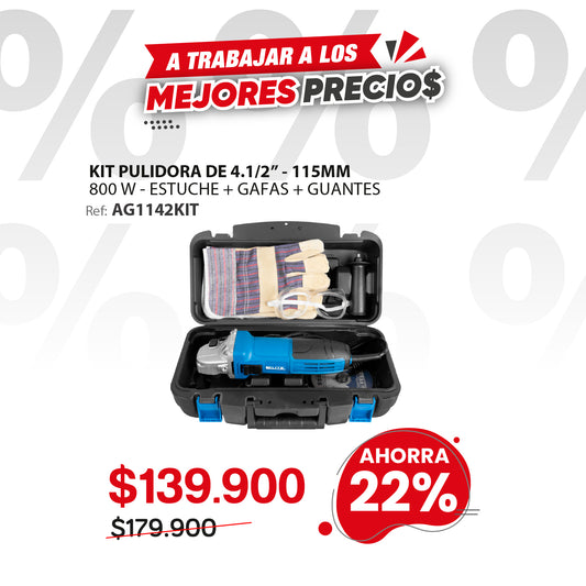 Kit esmeriladora angular 4 1/2  800W
