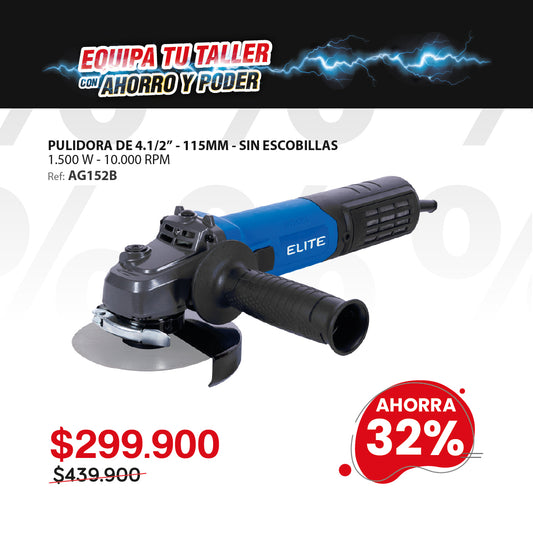 Esmeriladora Angular Brushless 4 1/2” 1500W – Elite Advance