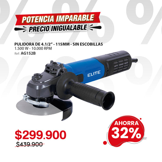 Esmeriladora Angular Brushless 4 1/2” 1500W – Elite Advance