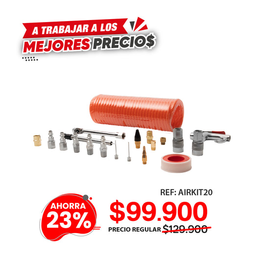 Kit de accesorios para compresor de aire de 20 piezas ELITE