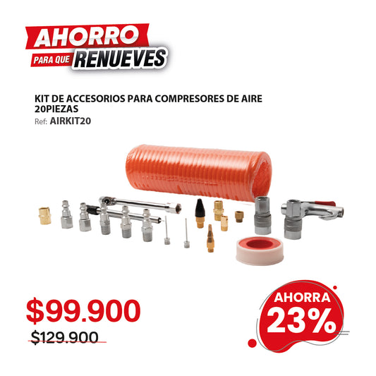 Kit de accesorios para compresor de aire de 20 piezas ELITE