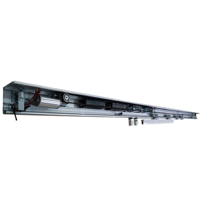 Sistema de apertura para puertas peatonales automáticas deslizantes de alto tráfico. Ancho de 4 metros, dos hojas de 100Kg cada una. AVALON4200