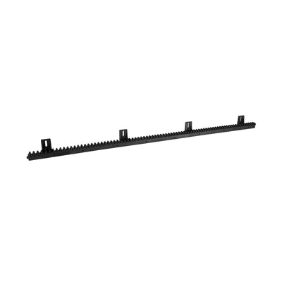 Cremallera en polímero de alta densidad con alma de acero para motores corredizos. Para puertas de máximo 1000Kg. Tramo de 1 metro. Modulo 4. 12x30. RIM41RP