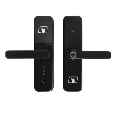 Cerradura inteligente con wifi para puertas de hasta 8cm de ancho. 5 métodos de apertura: huella, aplicación (wifi), clave, tarjeta y llave. OWL504