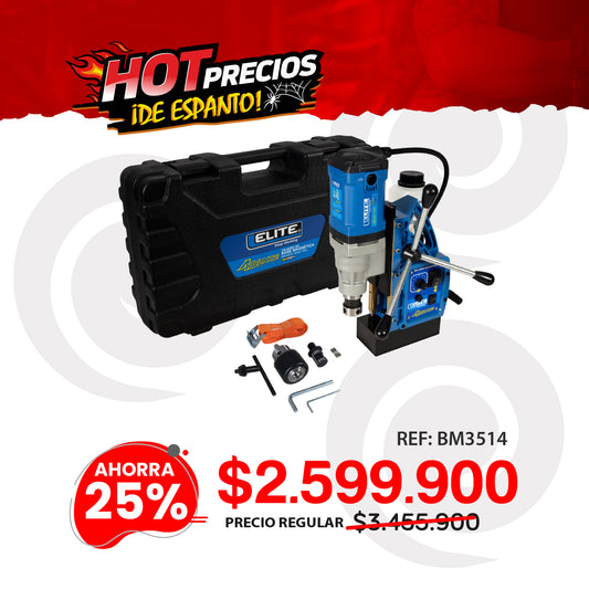 Taladro de Base Magnetica BM3514 ADVANCE, Encastre Tipo Weldon, con capacidad de perforacion maxima de 35mm (1-3/8pul).