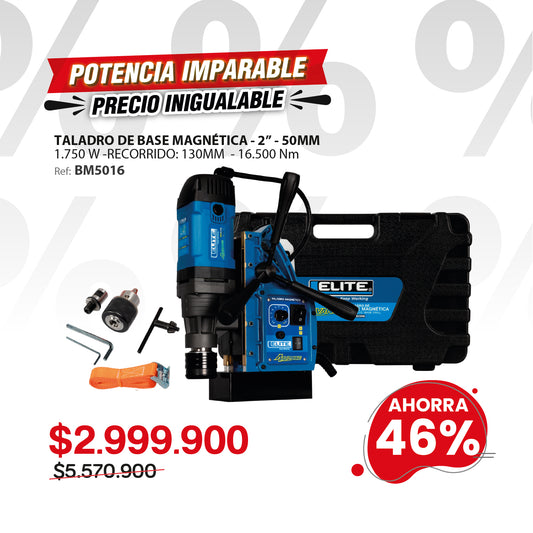 Taladro de Base Magnetica BM5016 ADVANCE, Encastre Tipo Weldon, con capacidad de perforacion maxima de 50mm (2pul).