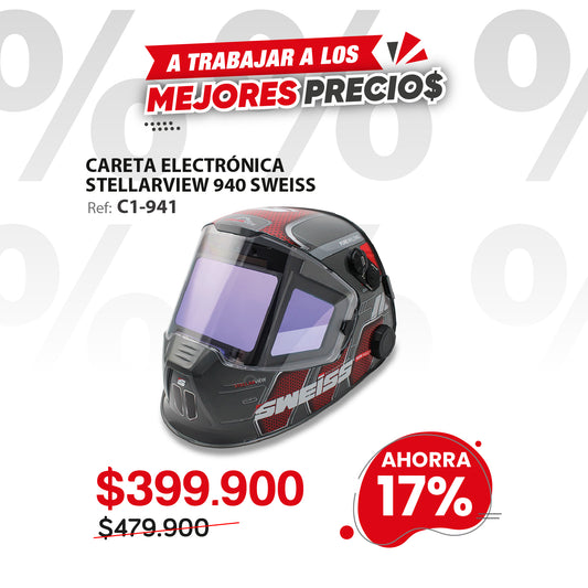 Careta electrónica fotosensible automática con visor extra grande. STELLAR VIEW 940