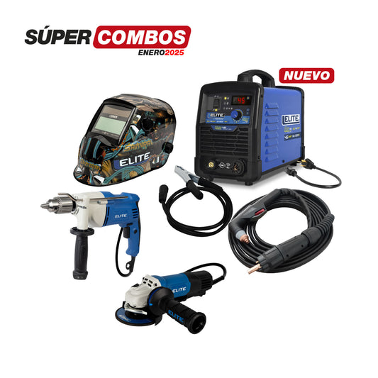 Combo Equipo Corte por Plasma 45A + Careta + Esmeriladora + Taladro