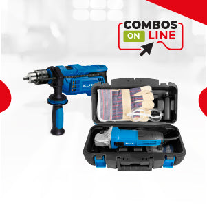 COMBO KIT ESMERILADORA ANGULAR 4 1/2 800W + TALADRO PERCUTOR 1/2PUL, 850W