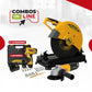 COMBO TRONZADORA 2500w 4.000 RPM + ESMERILADORA ANGULAR 4 1/2 PULG 800W + TALADRO ATORNILLADOR INALAMBRICO 12V
