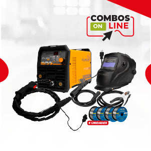 COMBO SOLDADOR INVERSOR MULTIPROPOSITO + CARETA FOTOSENSIBLE + ROLLO ALAMBRE FLUX CORED