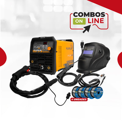 COMBO SOLDADOR INVERSOR MULTIPROPOSITO + CARETA FOTOSENSIBLE + ROLLO ALAMBRE FLUX CORED