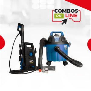 COMBO HIDROLAVADORA ELECTRICA 1500W + ASPIRADORA 2,5 GAL, 2,5 HP TANQUE