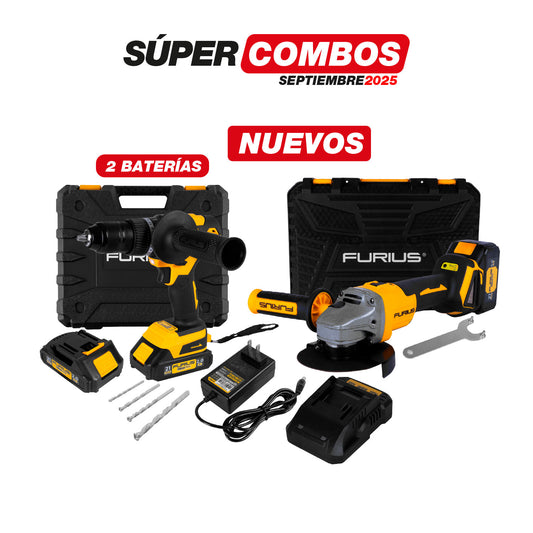 COMBO ESMERILADORA ANGULAR INALAMBRICA + TALADRO PERCUTOR INALAMBRICO