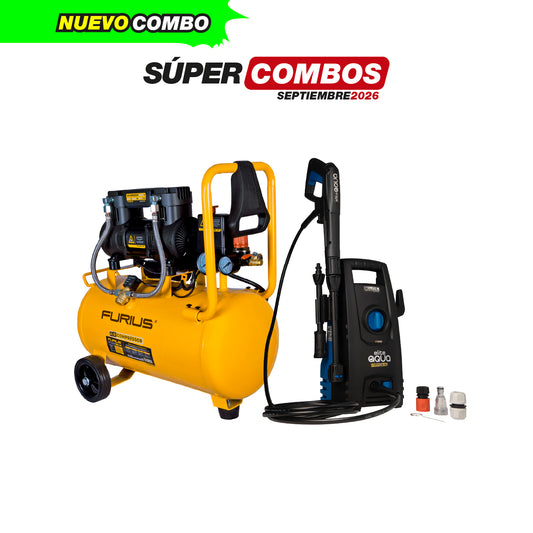 COMBO COMPRESOR DE AIRE SILENCIOSO + HIDROLAVADORA ELECTRICA