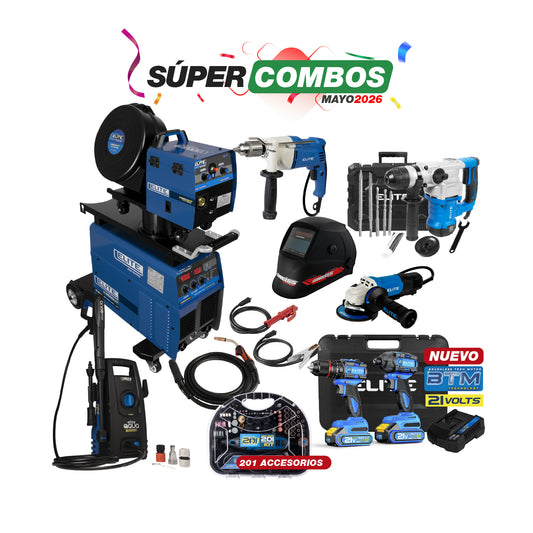 COMBO SOLDADOR  + ANTORCHA  + CARETA  + ESMERILADORA ANGULAR + TALADRO DE ROTACION + ROTOMARTILLO  + KIT TALADRO  + HIDROLAVADORA  + MOTO TOOL