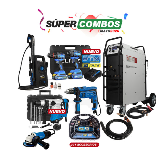 COMBO SOLDADOR INVERSOR + ANTORCHA  + ESMERILADORA ANGULAR +TALADRO PERCUTOR  +  ROTOMARTILLO + KIT TALADRO DE IMPACTO + HIDROLAVADORA  + MOTO TOOL