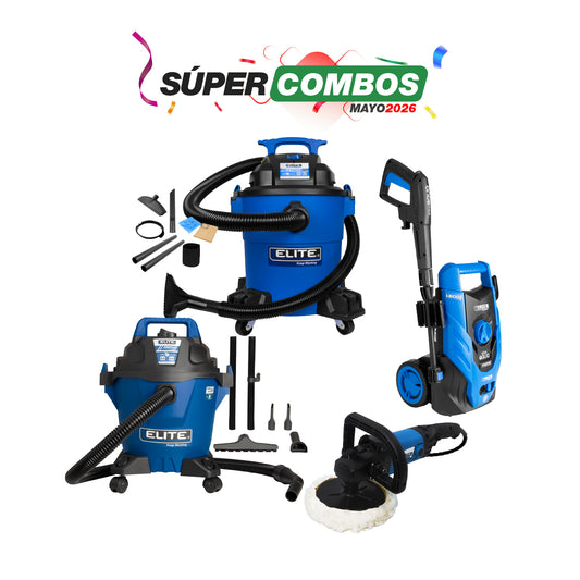 COMBO HIDROLAVADORA ELECTRICA + PULIDORA DE FELPA/POLICHADORA + ASPIRADORA 6GAL 4HP + ASPIRADORA 5 GAL, 3,5 HP