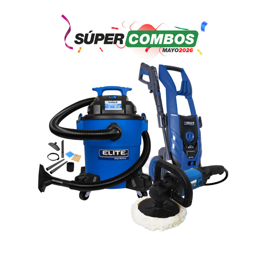 COMBO HIDROLAVADORA ELECTRICA 2200W + ASPIRADORA 6GAL 4HP TANQUE + PULIDORA DE FELPA/POLICHADORA