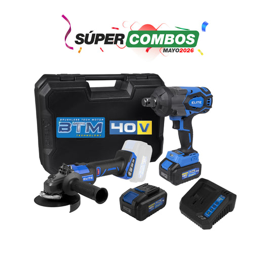 COMBO LLAVE DE IMPACTO INALAMBRICA + ESMERILADORA INALAMBRICA + BATERIA ION DE LITHIO 40V