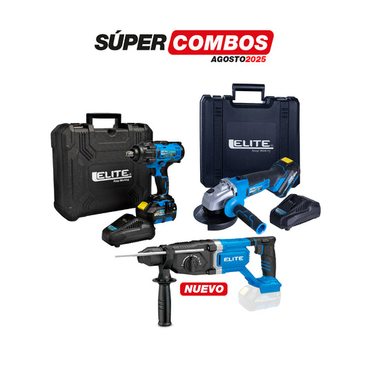 COMBO Rotomartillo Inalambrico sin escobillas Línea Xtreme + LLAVE DE IMPACTO INALAMBRICA 20V + PULIDORA INALAMBRICA 4 1/2 20V 1 BAT 4AH
