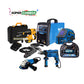 COMBO SOLDADOR INVERSOR + CARETA ELECTRONICA + ESMERILADORA ANGULAR 4-1/2PUL+ TALADRO PERCUTOR 1/2PUL + ROTOMARTILLO INALMBRICO + MOTO TOOL 180W