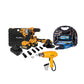 COMBO KIT 21 V  INALAMBRICO TALADRO + PISTOLA DE CALOR FURIUS 1800W + MOTO TOOL 180W