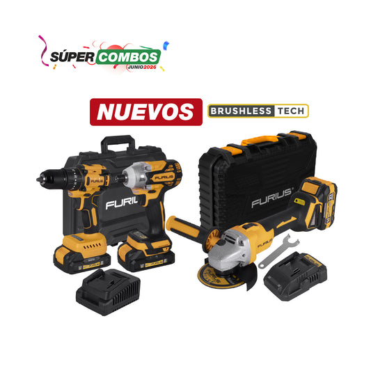 COMBO KIT TALADRO DE IMPACTO INALAMBRICO + ESMERILADORA ANGULAR