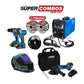 COMBO SOLDADOR INVERSOR + CARETA ELECTRONICA SOLDADURA + ROLLO SOLDADURA MIG +  ROLLO SOLDADURA FCAW + KIT TALADRO PERCUTOR INALAMBRICO + PULIDORA INALAMBRICA
