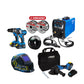 COMBO SOLDADOR INVERSOR + CARETA ELECTRONICA SOLDADURA + ROLLO SOLDADURA MIG +  ROLLO SOLDADURA FCAW + KIT TALADRO PERCUTOR INALAMBRICO + PULIDORA INALAMBRICA