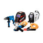 COMBO SOLDADOR INVERSOR + CARETA ELECTRONICA + ESMERILADORA ANGULAR 4-1/2PUL+ TALADRO PERCUTOR 1/2PUL