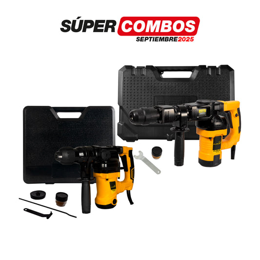 COMBO MARTILLO DEMOLEDOR SDS MAX + ROTOMARTILLO SDS PLUS 1300W