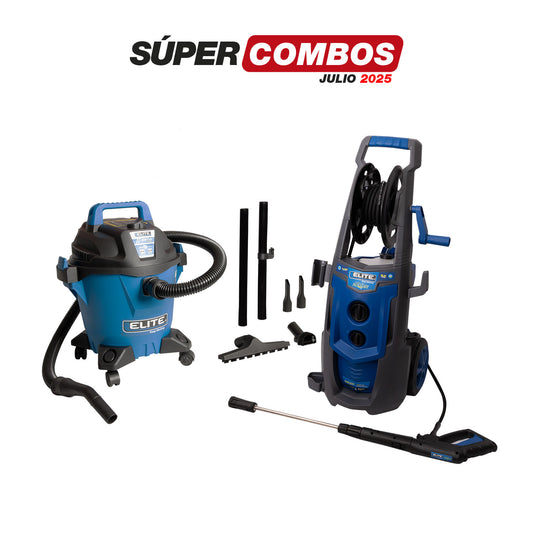 COMBO HIDROLAVADORA ELECTRICA + ASPIRADORA 5 GAL, 3,5 HP TANQUE POLY