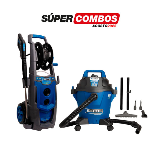 COMBO HIDROLAVADORA ELECTRICA 2400W + ASPIRADORA 5 GAL, 3,5 HP