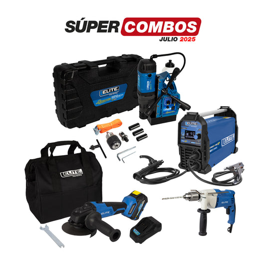 COMBO TALADRO MAGNETICO 50mm + TALADRO DE ROTACION 1/2PUL + PULIDORA INALAMBRICA BRUSHLESS + SOLDADOR INVERSO