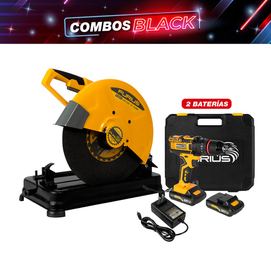 COMBO TRONZADORA 2500w 4.000 + TALADRO PERCUTOR INALAMBRICO 21V 1/2
