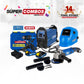COMBO SOLDADOR INVERSOR + CARETA ELECTRONICA SOLDADUR + ESMERILADORA ANGULAR 4-1/2INCH + TALADRO DE IMPACTO INALAMBRICO 21V + CERRADURA INTELIGENTE