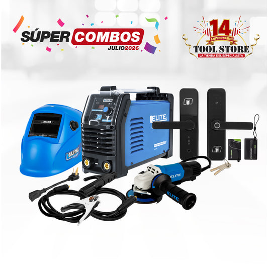 COMBO SOLDADOR ARC 220S + CARETA ELECTRONICA SOLDADURA + ESMERILADORA ANGULAR 4-1/2PUL +  CERRADURA DIGITAL. CILINDRO