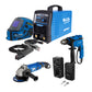 COMBO SOLDADOR INVERSOR + CARETA ELECTRONICA SOLDADUR + TALADRO PERCUTOR 1/2PUL + ESMERILADORA ANGULAR 4-1/2INCH +  CERRADURA INTELIGENTE AJUSTABLE